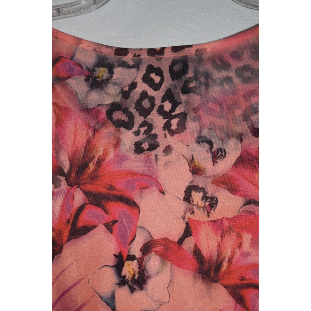 Liz and Me 4X Top Hawiian Tropical Mesh Overlay Embroidered Lined Short‎ Sleeve - Picture 11 of 16